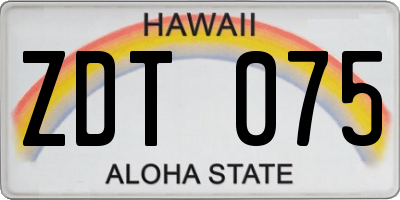 HI license plate ZDT075