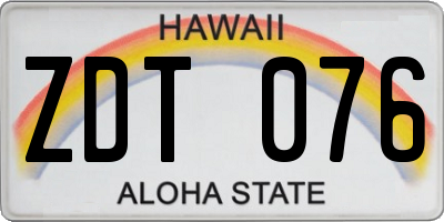 HI license plate ZDT076