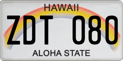 HI license plate ZDT080