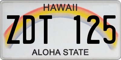 HI license plate ZDT125