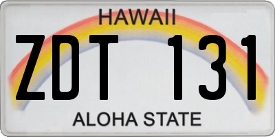 HI license plate ZDT131