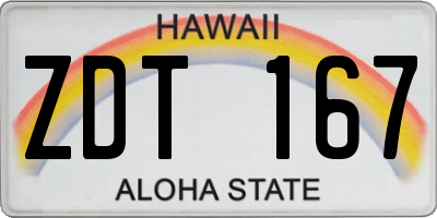 HI license plate ZDT167