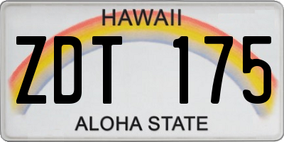 HI license plate ZDT175