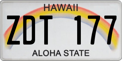 HI license plate ZDT177