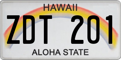 HI license plate ZDT201