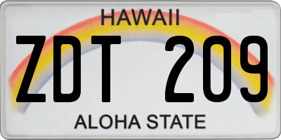 HI license plate ZDT209