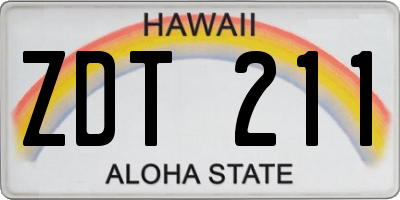 HI license plate ZDT211