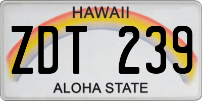 HI license plate ZDT239