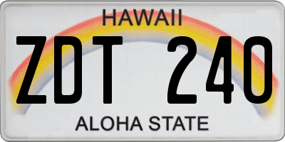 HI license plate ZDT240