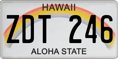 HI license plate ZDT246