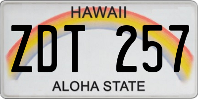 HI license plate ZDT257