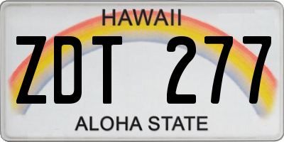 HI license plate ZDT277