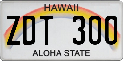 HI license plate ZDT300