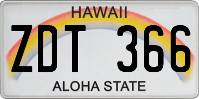 HI license plate ZDT366