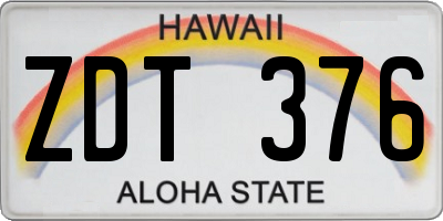 HI license plate ZDT376