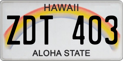 HI license plate ZDT403
