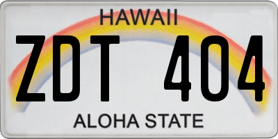 HI license plate ZDT404