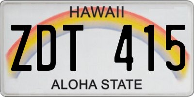 HI license plate ZDT415