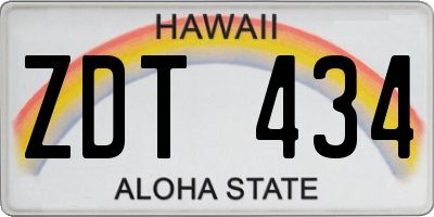 HI license plate ZDT434
