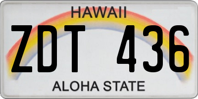 HI license plate ZDT436