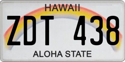 HI license plate ZDT438