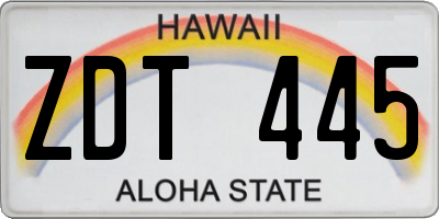 HI license plate ZDT445