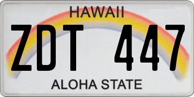 HI license plate ZDT447
