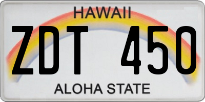 HI license plate ZDT450
