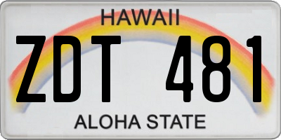 HI license plate ZDT481