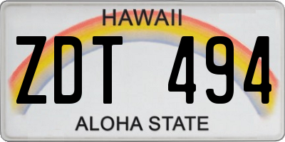 HI license plate ZDT494