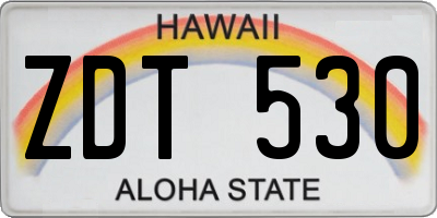 HI license plate ZDT530