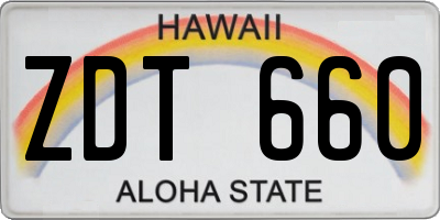 HI license plate ZDT660