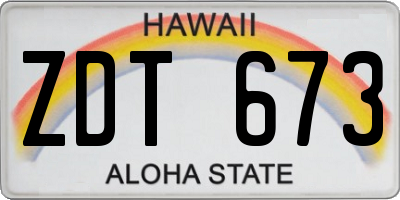 HI license plate ZDT673