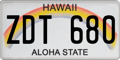 HI license plate ZDT680