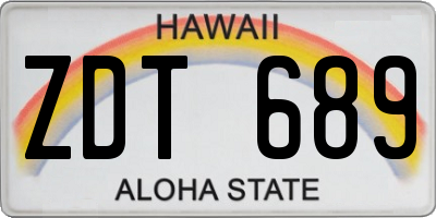HI license plate ZDT689