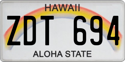 HI license plate ZDT694
