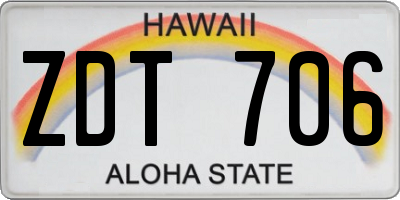HI license plate ZDT706