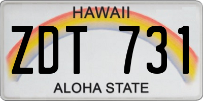 HI license plate ZDT731