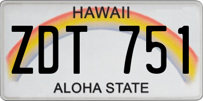 HI license plate ZDT751