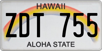 HI license plate ZDT755