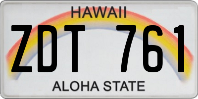 HI license plate ZDT761