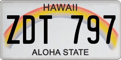 HI license plate ZDT797