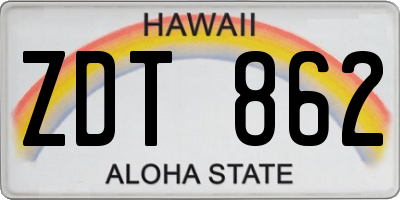 HI license plate ZDT862