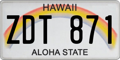 HI license plate ZDT871