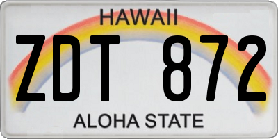 HI license plate ZDT872