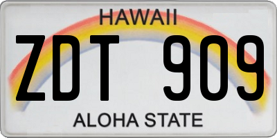 HI license plate ZDT909