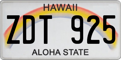 HI license plate ZDT925