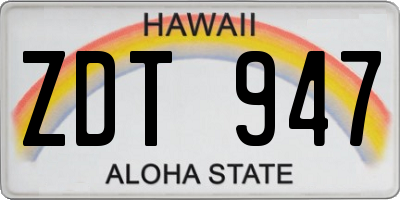 HI license plate ZDT947