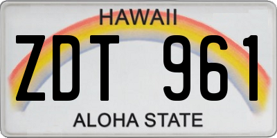 HI license plate ZDT961