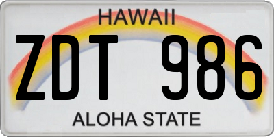 HI license plate ZDT986
